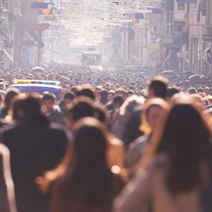 people crowd walking on busy street on daytime; Shutterstock ID 290124470